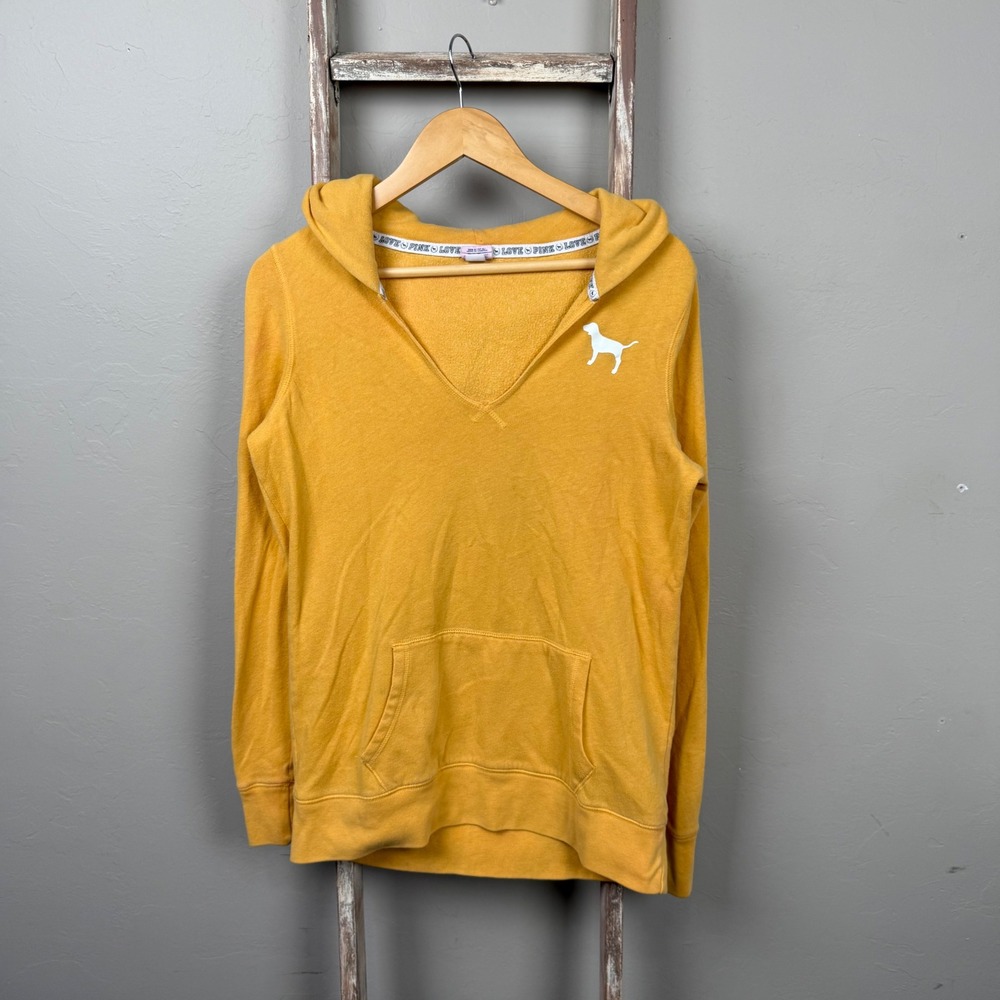 Women's Victoria Secret Pink Yellow Pullover Hoodie‎ size Medium